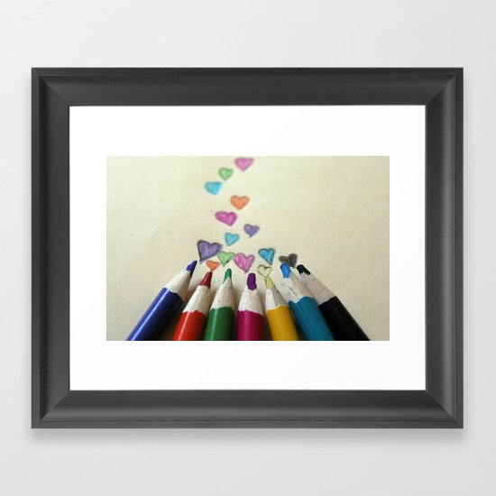 pencil crayon love Framed Art Print