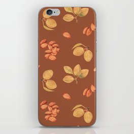 Almonds  Pattern Brown Background iPhone Skin