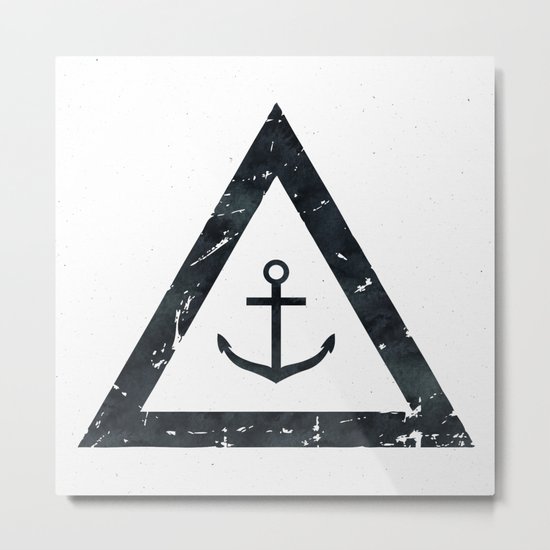 Vintage Anchor Black and White Metal Print