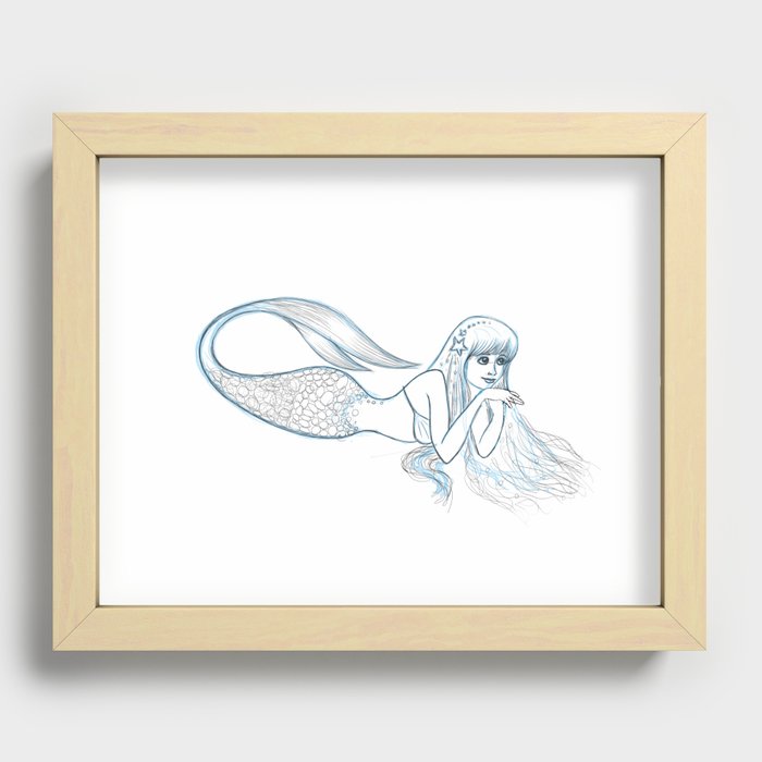Mermaid Sketch Recessed Framed Print