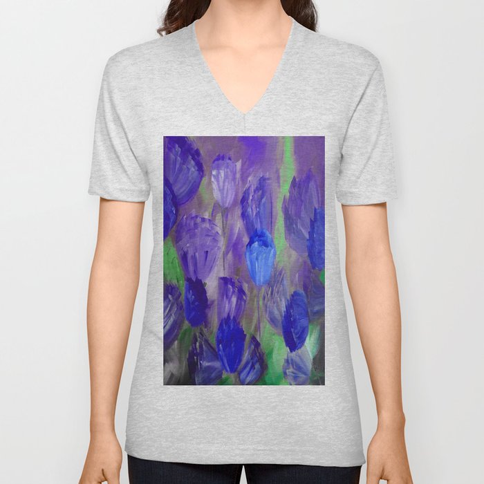 Breaking Dawn in Shades of Deep Blue and Purple V Neck T Shirt