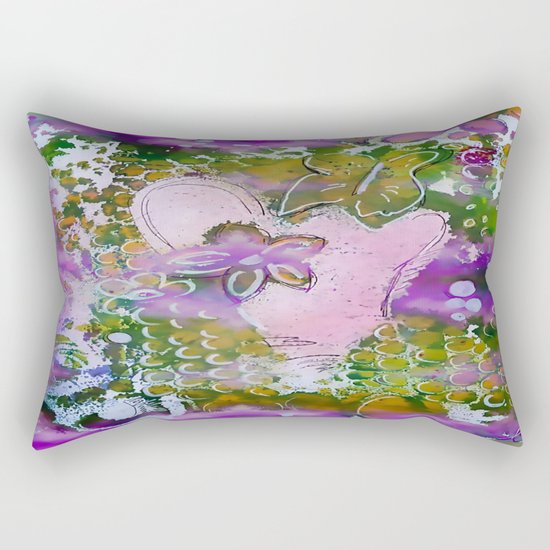 Lavender Hearts and Flowers Rectangular Pillow