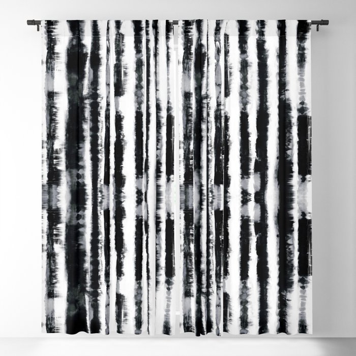 Tie-Dye Shibori Stripe BW Blackout Curtain