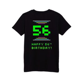 [ Thumbnail: 56th Birthday - Nerdy Geeky Pixelated 8-Bit Computing Graphics Inspired Look Kids T Shirt Kids T-Shirt ]