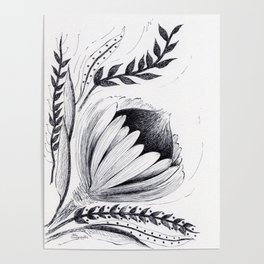Protea Drawing Vertical Poster