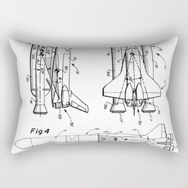 Nasa Space Shuttle Patent - Nasa Shuttle Art - Black And White Rectangular Pillow
