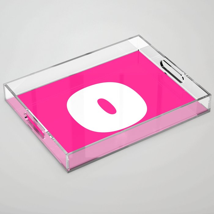 o (White & Dark Pink Letter) Acrylic Tray