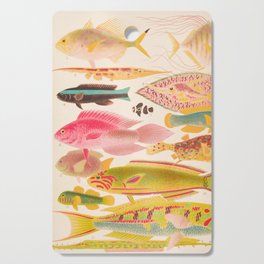 Colorful Tropical Fishes Vintage Sea Life Illustration Cutting Board
