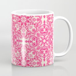Hot Pink & Soft Cream Folk Art Pattern Coffee Mug