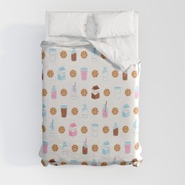 Milk and Cookies Pattern on White Duvet Cover
