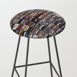 Huge collection of audio cassettes. Retro musical background Bar Stool