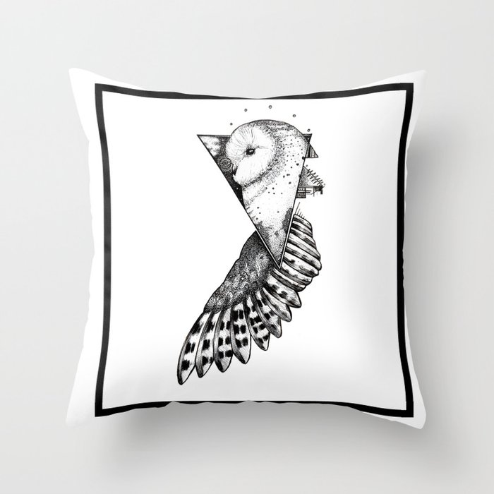 Geometric Owl Tattoo Throw Pillow By Dcillustrations Society6