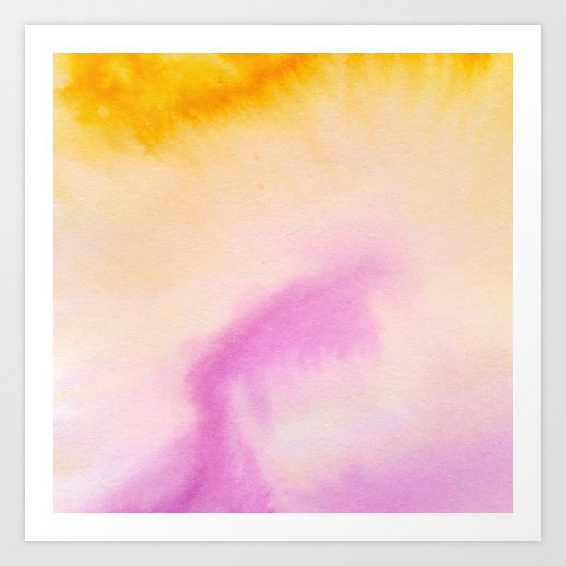 Sunflower Yellow Magenta Pink Abstract Watercolor Paint Art Print By Pink Water Society6