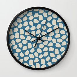 Ink Spot Pattern in Boho Blue and Beige Wall Clock
