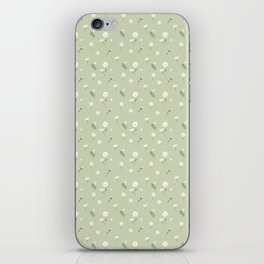 Daisy pattern on a light green background iPhone Skin