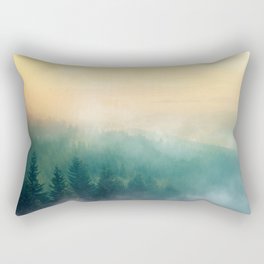 Foggy Forest Mountain Sunrise (Color) Rectangular Pillow
