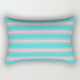 [ Thumbnail: Turquoise and Light Pink Colored Lines/Stripes Pattern Rectangular Pillow ]
