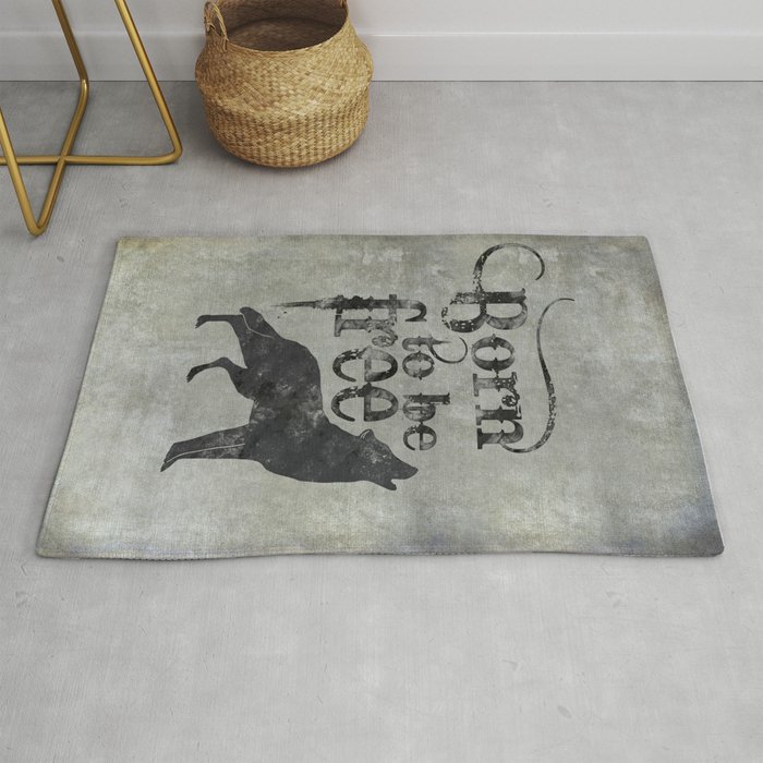 Born to be free wolf illustration Rug