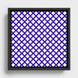 Minimalist Blue and White Shapes Framed Canvas