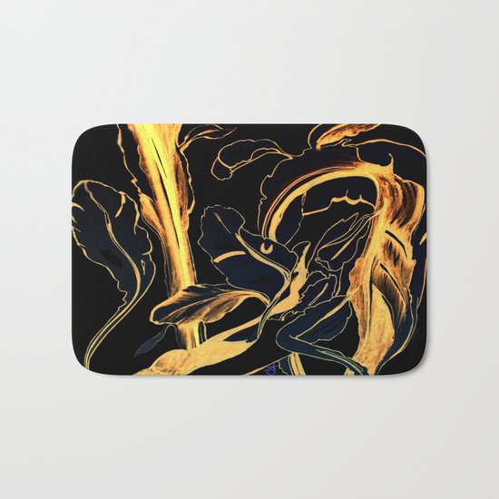 Plant in Blue Marker - Leaf of Life Miracle Leaf - Black and Gold Bath Mat