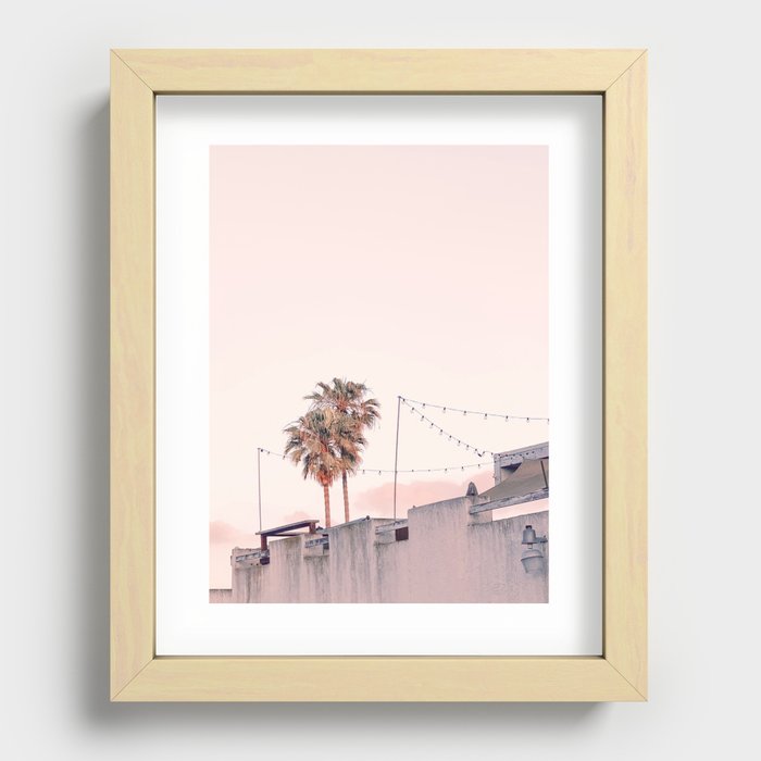 Pink Palms at Sunrise Recessed Framed Print