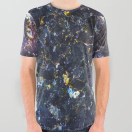 Bluish Black, gold All Over Graphic Tee