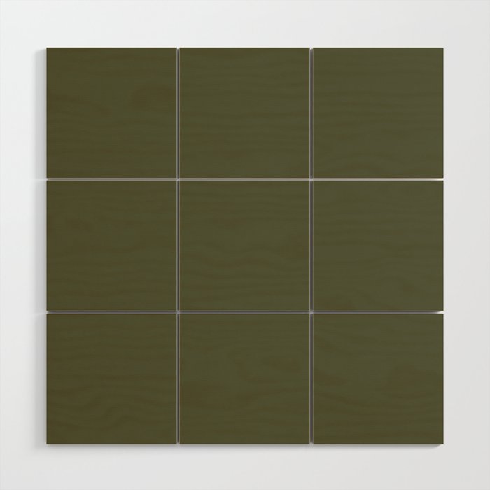 Dark Green-Brown Solid Color Pantone Cypress 18-0322 TCX Shades of Green Hues Wood Wall Art