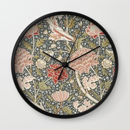 Colorful Art Deco Flowers Pattern - William Morris  Wall Clock