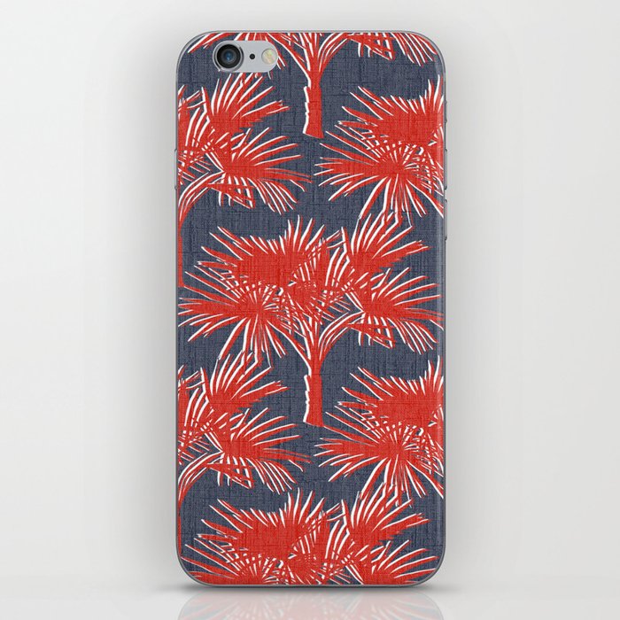 70’s Palm Trees Silhouette Red on Navy iPhone Skin
