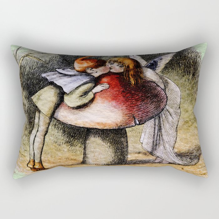 Elf and Fairy Kissing on a Mushroom  Rectangular Pillow