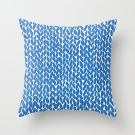 Hand Knit French Blue Throw Pillow