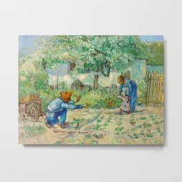 Vincent Van Gogh - First Steps, after Millet Metal Print | Vincentvangogh, Impressionism, Paintings, Firststeps, Painting, Oiloncanvas, Vangogh, Aftermillet, Oil, Colors 