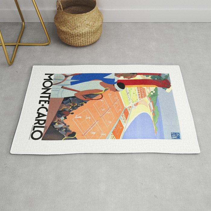 1930 MONTE CARLO Tennis Monaco Travel Poster Rug