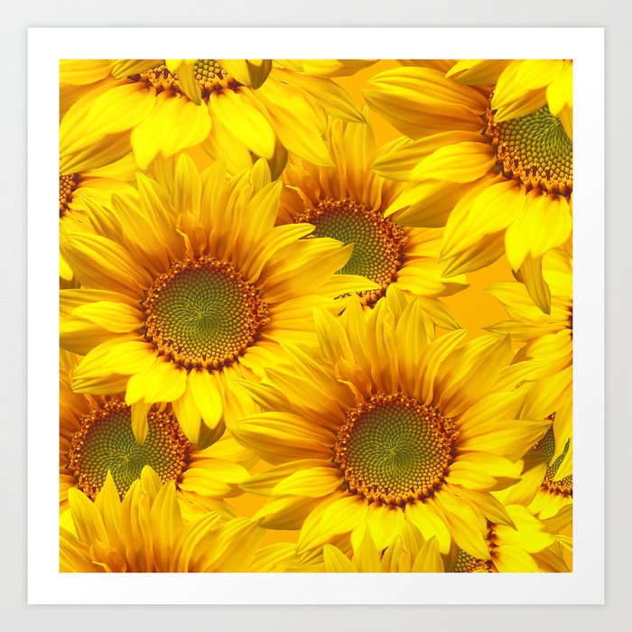 Yellow Mellow Sunflower Bouquet #decor #society6 #buyart Art Print