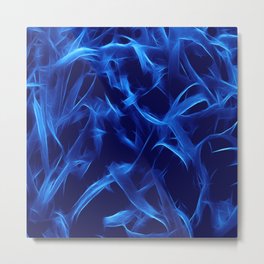 Tangled In Blue Metal Print | Lines, Digital, Adstract, Colour, Pattern, Coloured, Blue, Neon, Graphicdesign, Black 