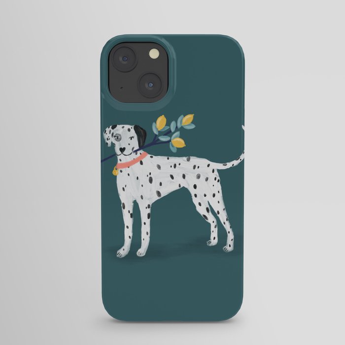 Dalmatian with Lemon Tree in Teal iPhone Case