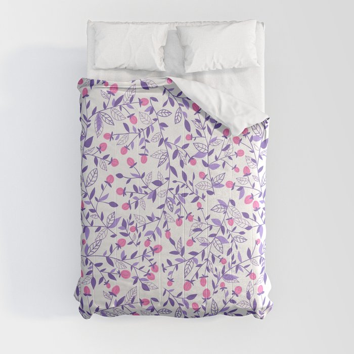 Floral doodles pink and violet Comforter