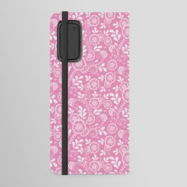 Pink And White Eastern Floral Pattern Android Wallet Case