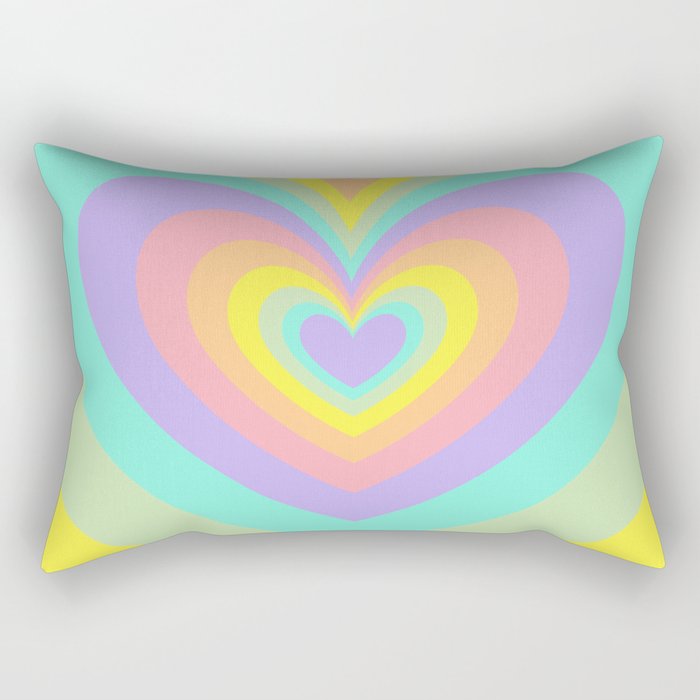 Colorful Rainbow Psychedelic Hearts Rectangular Pillow
