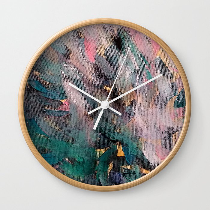 Blue Feather Wall Clock
