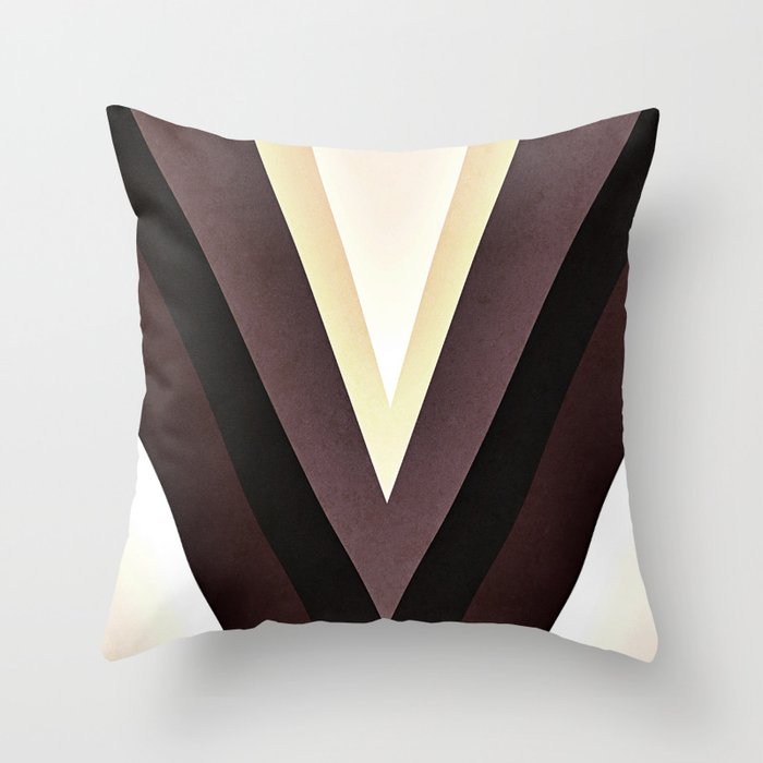 V is For... Geometric Design in Neutrals Throw Pillow
