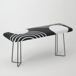Mid Century Modern Geometric 191 in White and Black Bench