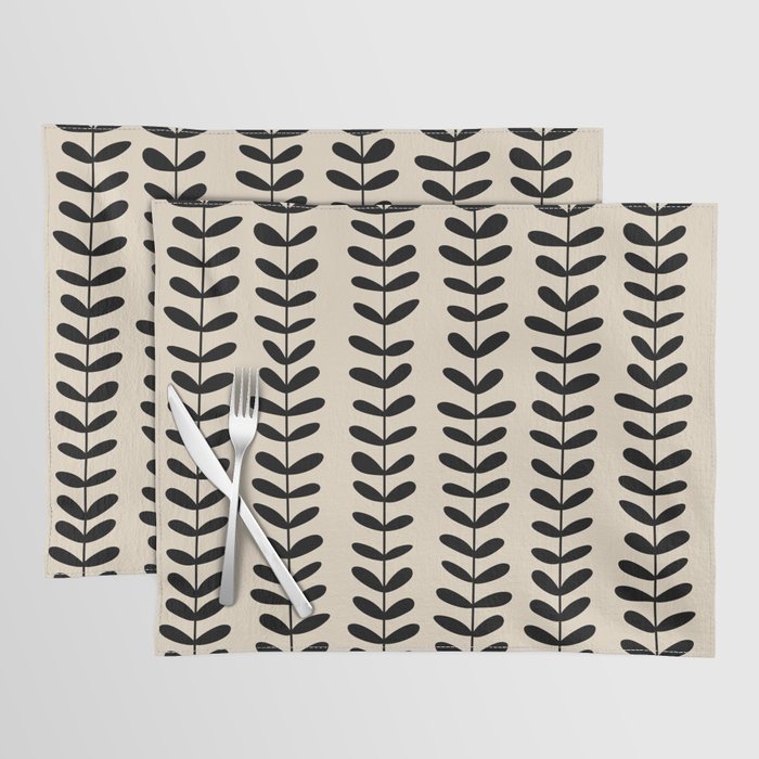 Abstract Leaves black pattern Placemat