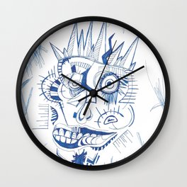 The Martyr and His Broken Crown Wall Clock | Drawing, Ink, Jester, Lines, Newage, City, Abstract, Expressionism, Neo, Tarot 