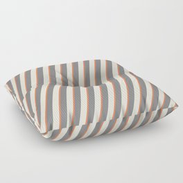 [ Thumbnail: Beige, Coral & Grey Colored Lined Pattern Floor Pillow ]