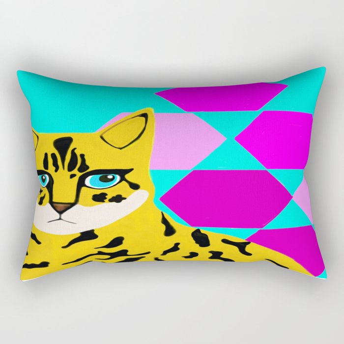 Bengal & Hexagons Rectangular Pillow