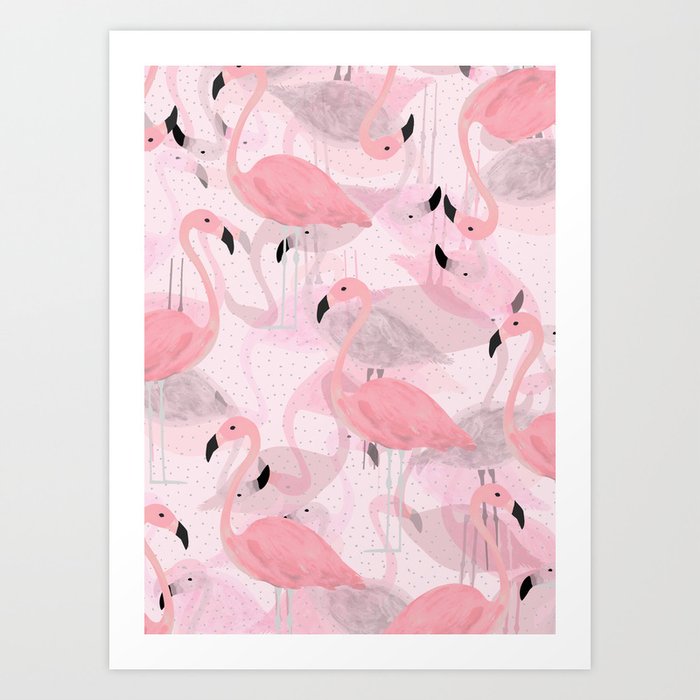 Flamingo Pattern Art Print by Georgiana Paraschiv | Society6