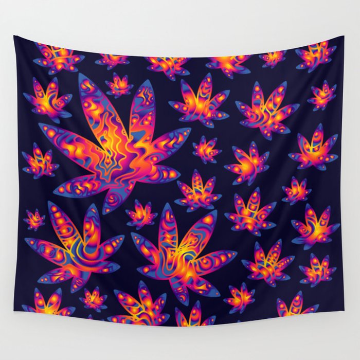 Psychedelic Cannabis Swirl Wall Tapestry