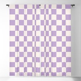 Check Checkered Purple Lilac Lavender Checkerboard Geometric Square Grid Pattern Boho Modern Minimal Blackout Curtain