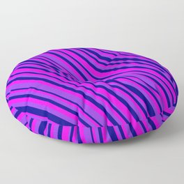 [ Thumbnail: Purple, Blue & Fuchsia Colored Lined Pattern Floor Pillow ]